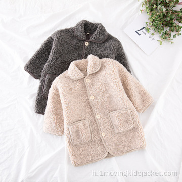 Cappotto lungo in lana di agnello per bambini
